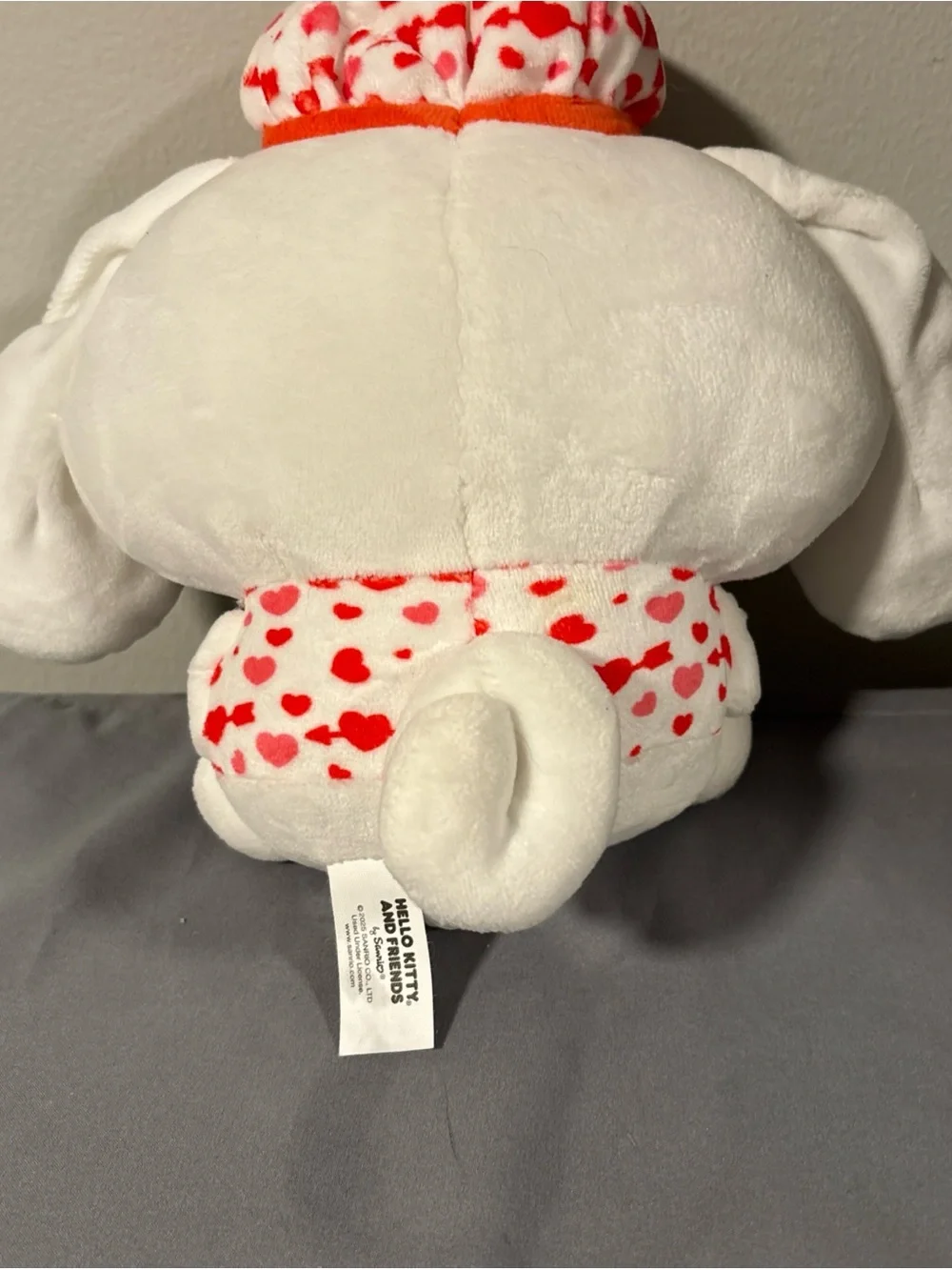 Sanrio White Bunny Plush with Red Heart Accents
